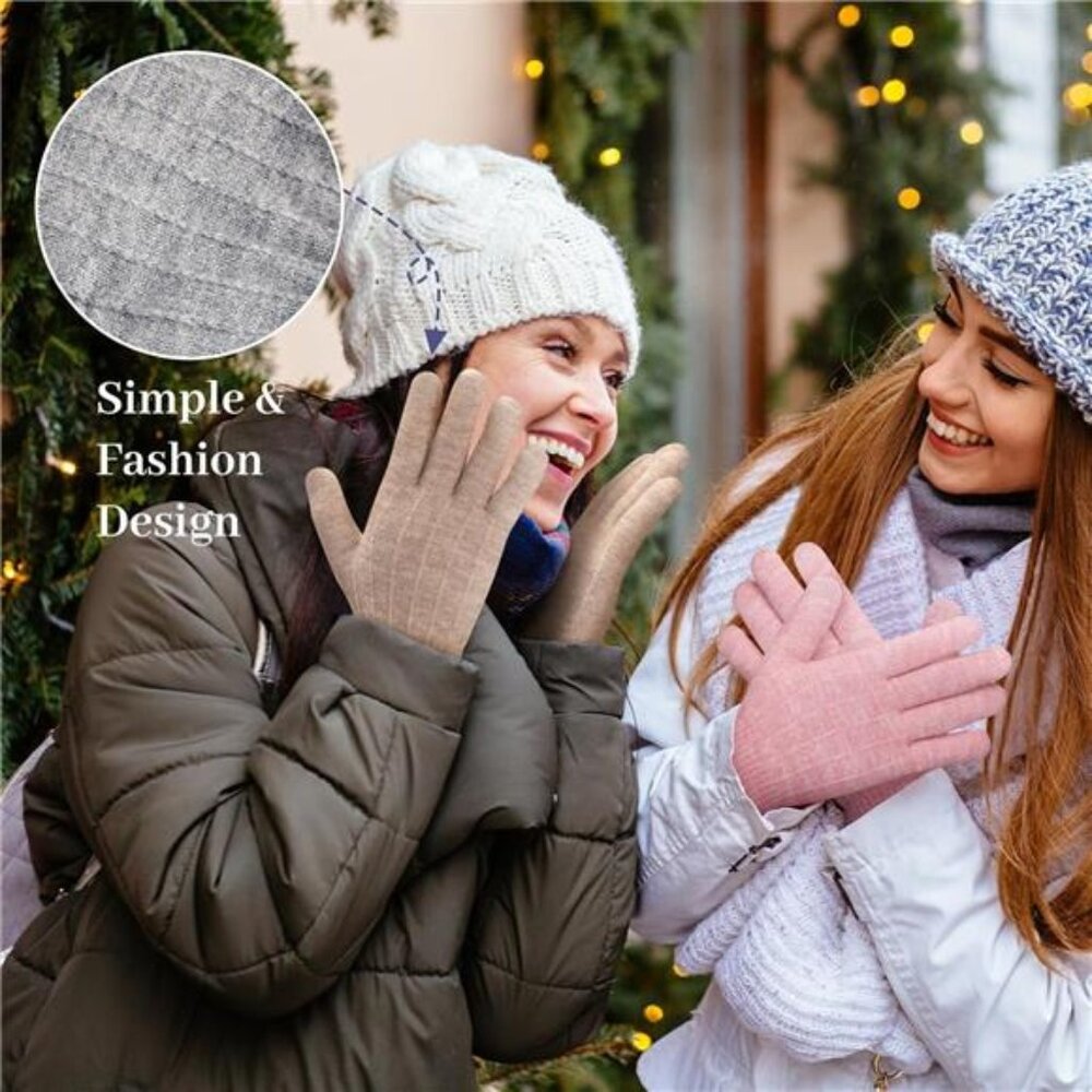 4 Pairs Winter Gloves Women Men Cold Weather Valentines - Picture 6 of 7